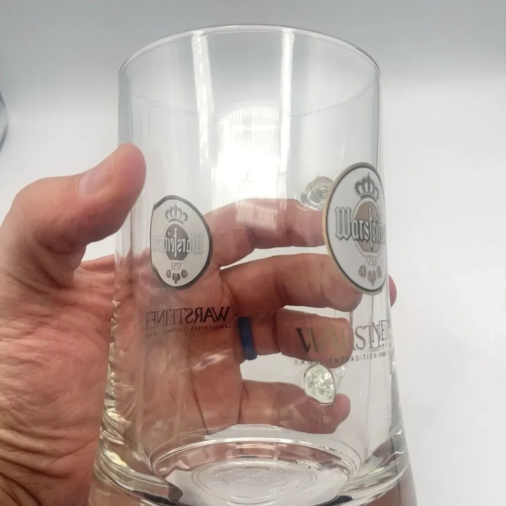 Warsteiner Brewery Germany Glass Beer Stein Mug Tankard Embossed .5L